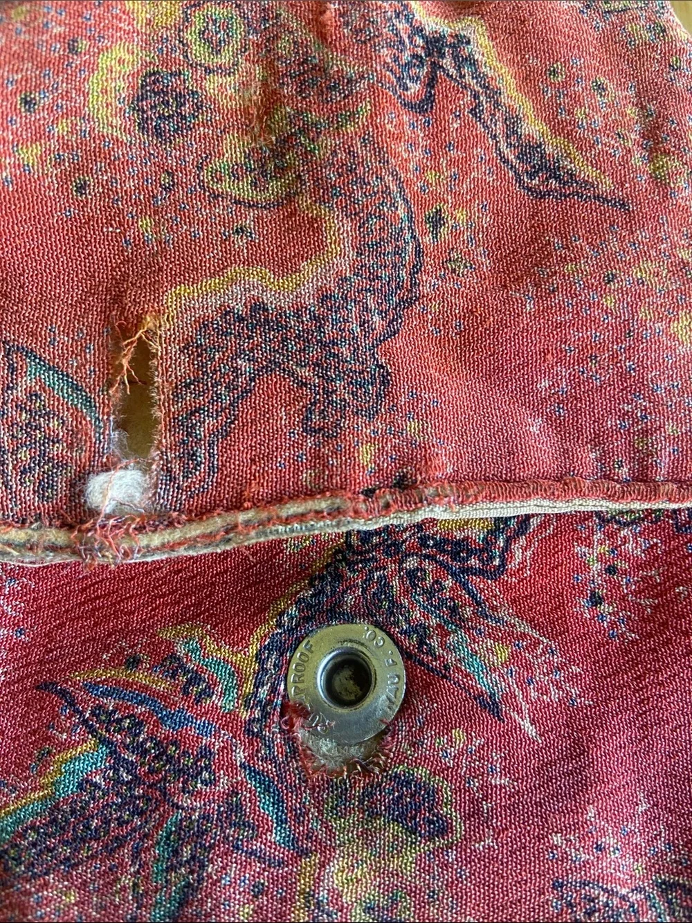 Vintage 1950s Lucite Handle Paisley Tapestry Handbag Coral Pink Retro Purse